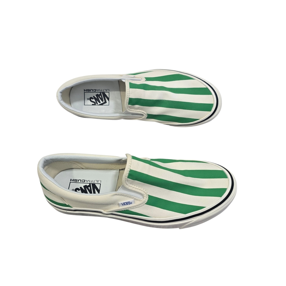 RARE Vans Style 98 DX Big Stripe Unisex M 9.5, W11 Striped Green White Sneakers